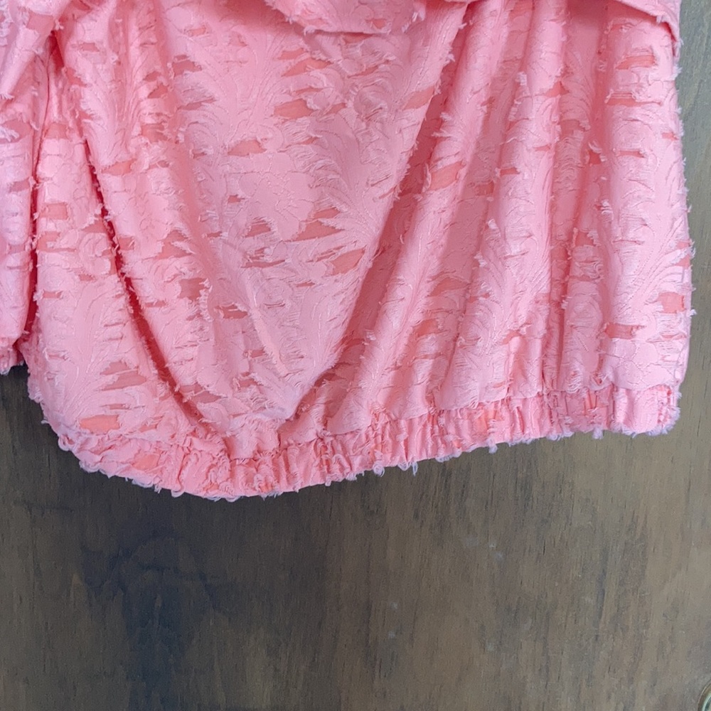 LC Lauren Conrad boho peachy texture ruffle neck boho top M L or XXL - Picture 10 of 16